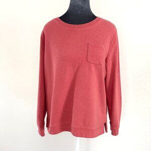 Talbots LS Pullover Sweatshirt with Side Slits and Chest Pocket - Coral - Size L
